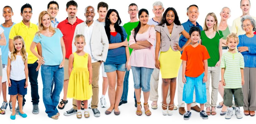 Large Group of Diverse Colorful Happy People