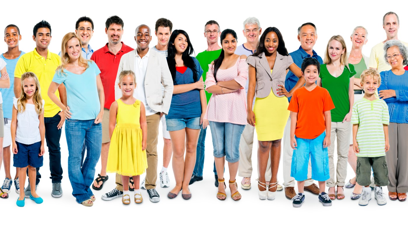 Large Group of Diverse Colorful Happy People