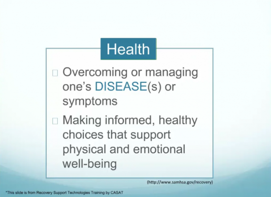 Overcoming or managing one's disease(s) or symptoms, Making informed, healthy choices that support physical and emotional well-being